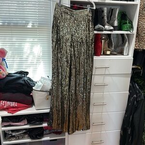 Alice and Olivia high waisted, wide leg sequin pants